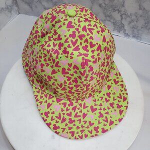 DISNEY Parks Baseball Cap Green‎ Pink Hearts Mickey Mouse Adult Size Stretch Fit